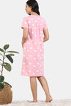 Zivame Joyful Jingles Knit Cotton Knee Length Nightdress - Candy Pink — thumbnail 4